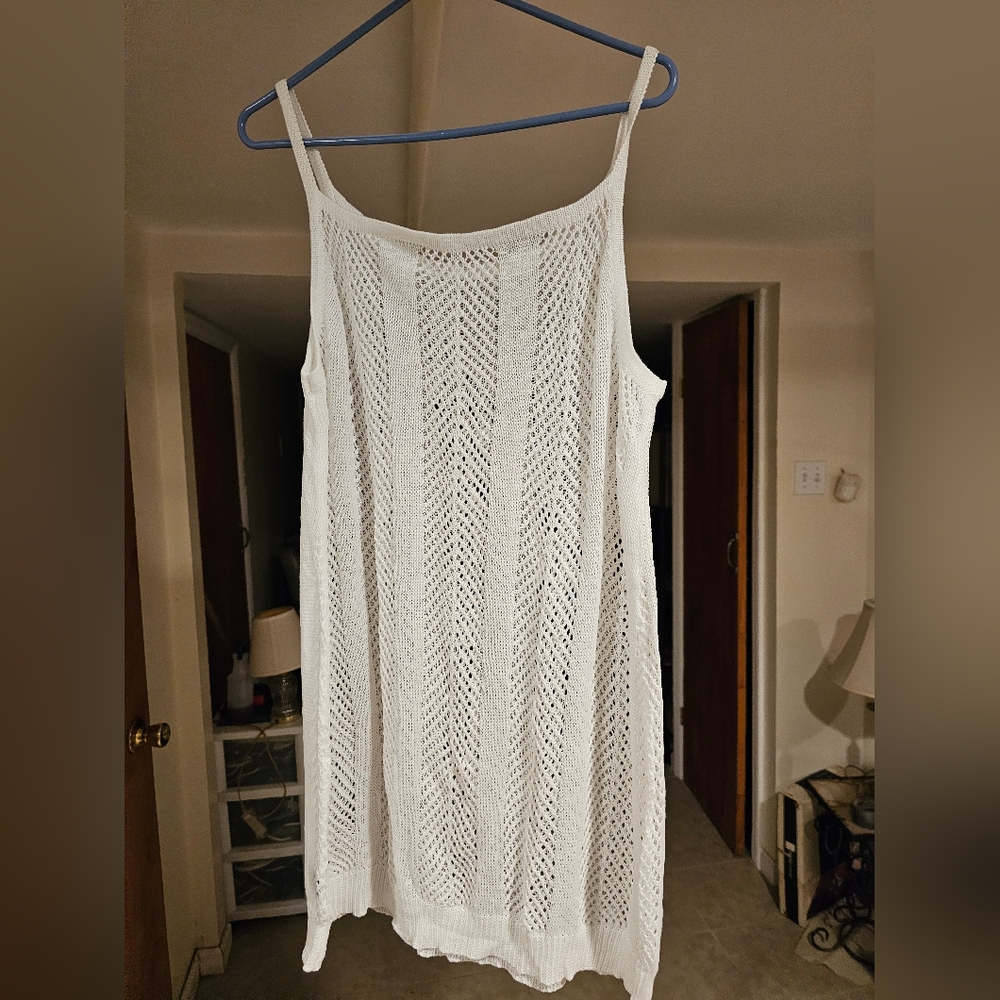 Women's White Knit Swim Cover-Up